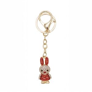 NEW Red and Gold Bling Bunny Bag Charm / Keychain